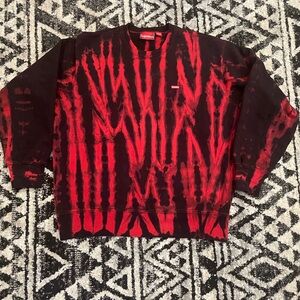 Supreme FW21 Vibrant Red and Black tiedyeSweatshirt